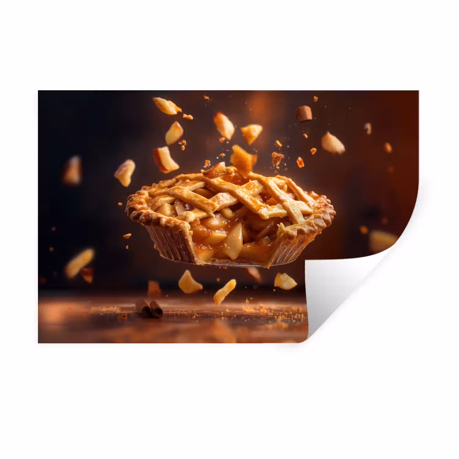 Appel - Taart - Warm - Eten Muursticker klein -3d
