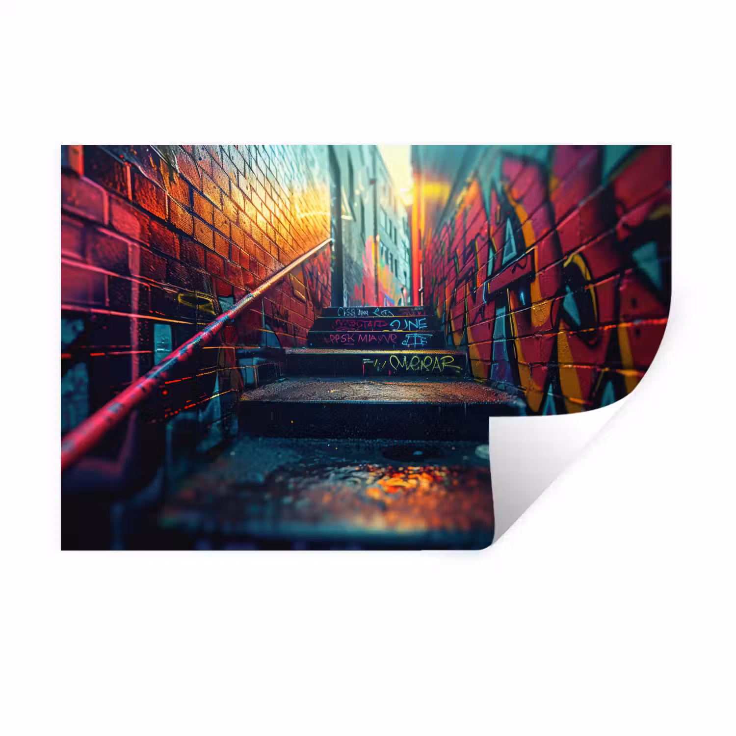 Architectuur - Neon - Trap - Graffiti Muursticker klein -3d