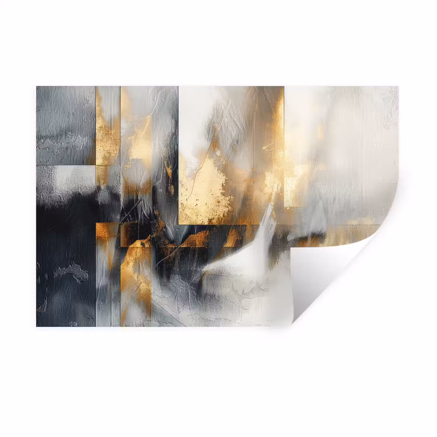 Kunst - Goud - Zilver - Abstract Muursticker klein -3d
