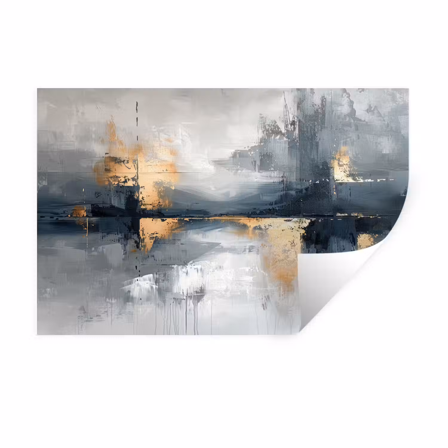 Kunst - Grijs - Goud - Abstract Muursticker klein -3d