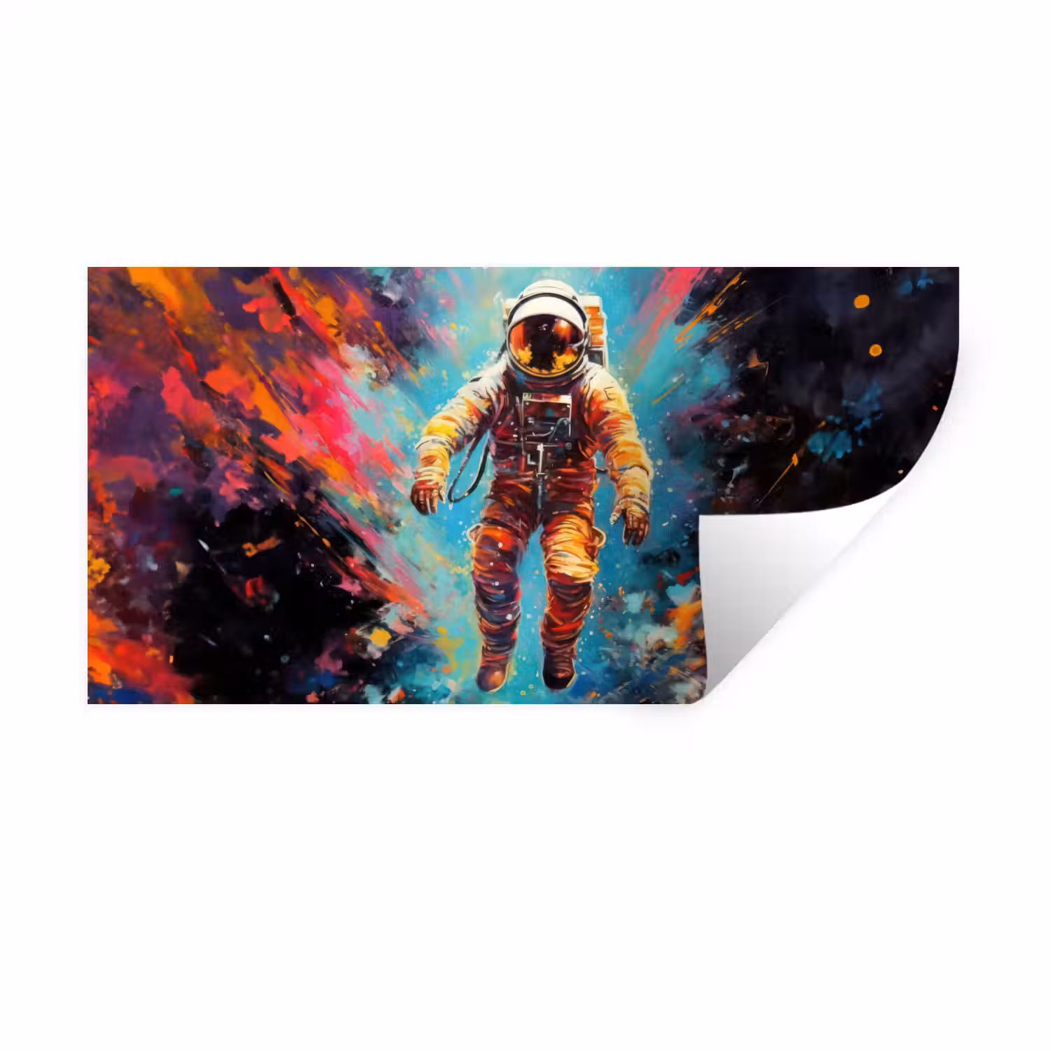 Astronaut - Graffiti - Ruimte - Neon Muursticker klein -3d