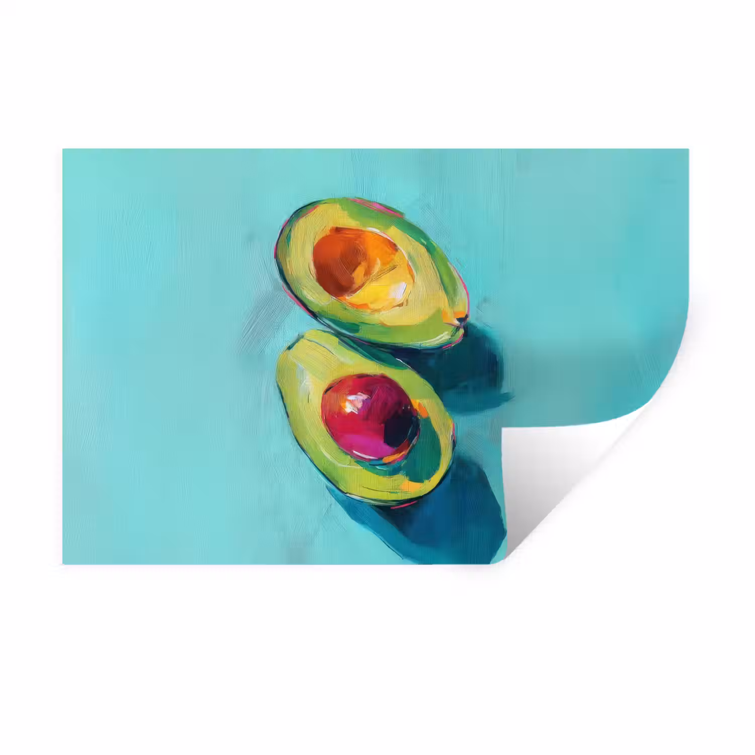 Avocado - Groen - Pit - Schaduw Muursticker klein -3d