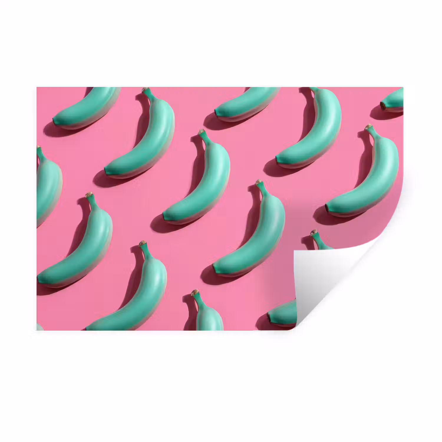 Bananen - Patroon - Blauw - Roze Muursticker klein -3d