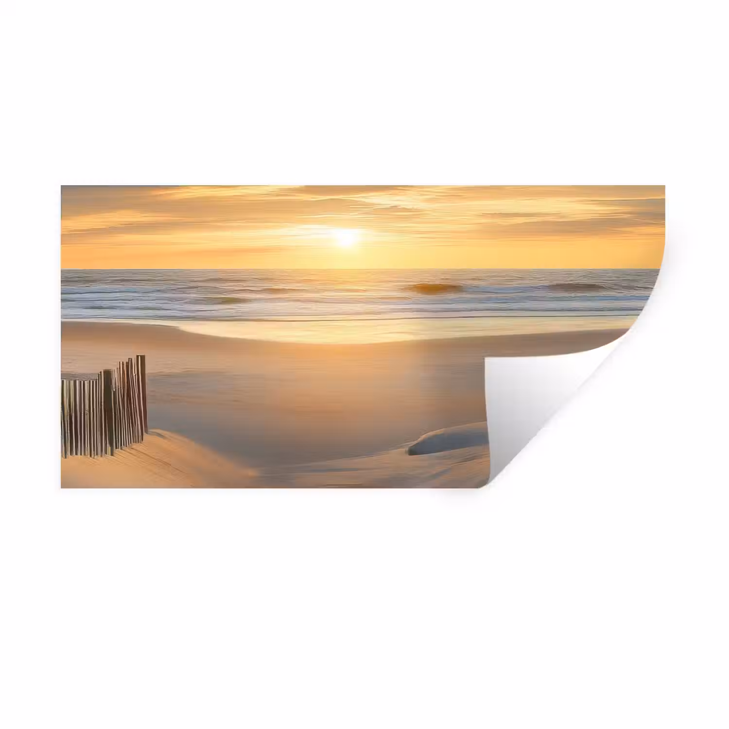 Strand - Duinen - Zonsondergang Muursticker klein -3d