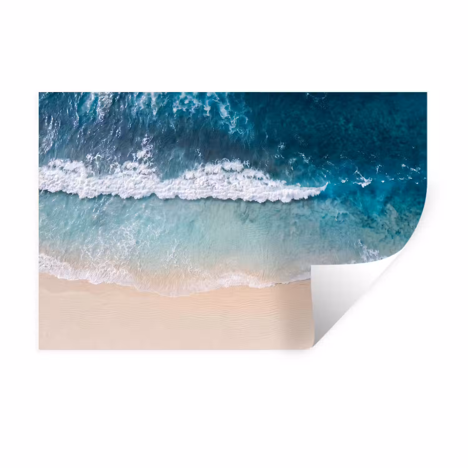 Strand - Zee - Golven - Natuur - Blauw Muursticker klein -3d