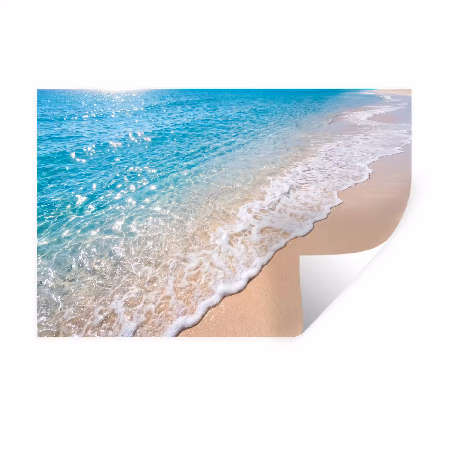 Strand - Water - Natuur - Blauw - Beige Muursticker klein -3d