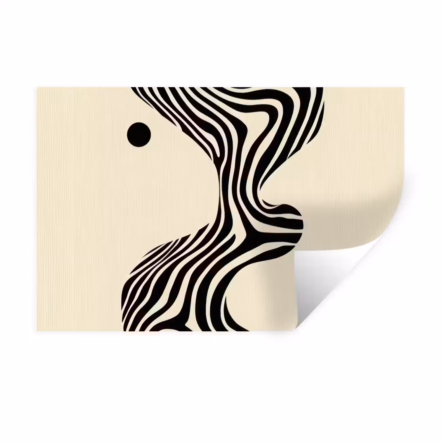 Beige - Lijnen - Golvend - Abstract Muursticker klein -3d