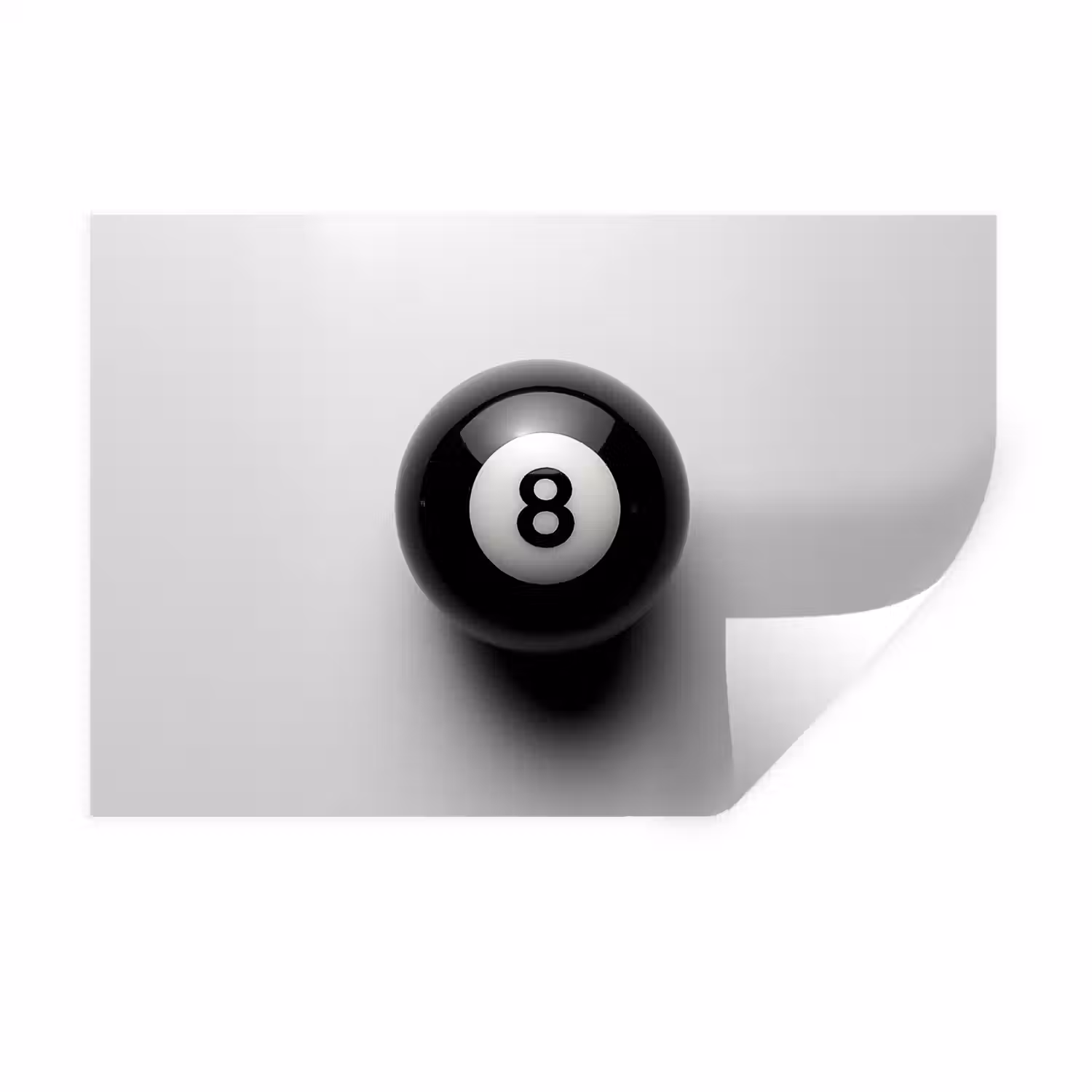 Biljartbal - Getal - Acht - Wit Muursticker klein -3d