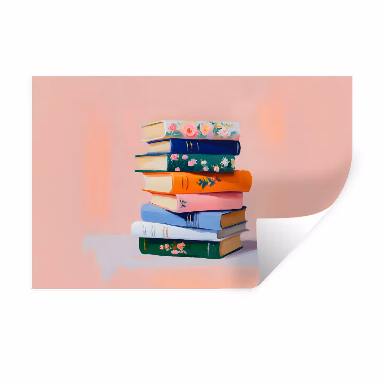 Boeken - Stapel - Kleurrijk Muursticker klein -3d