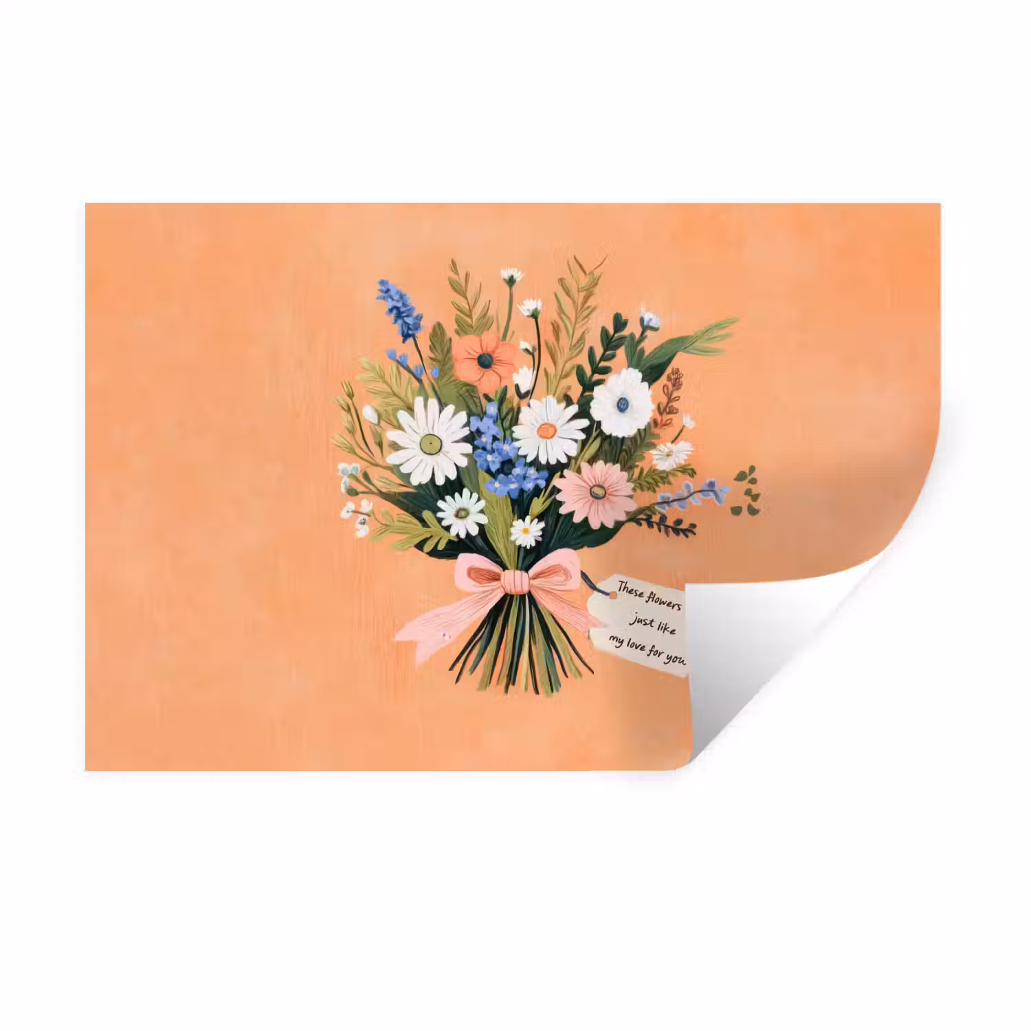 Boeket - Strikje - Quote Muursticker klein -3d