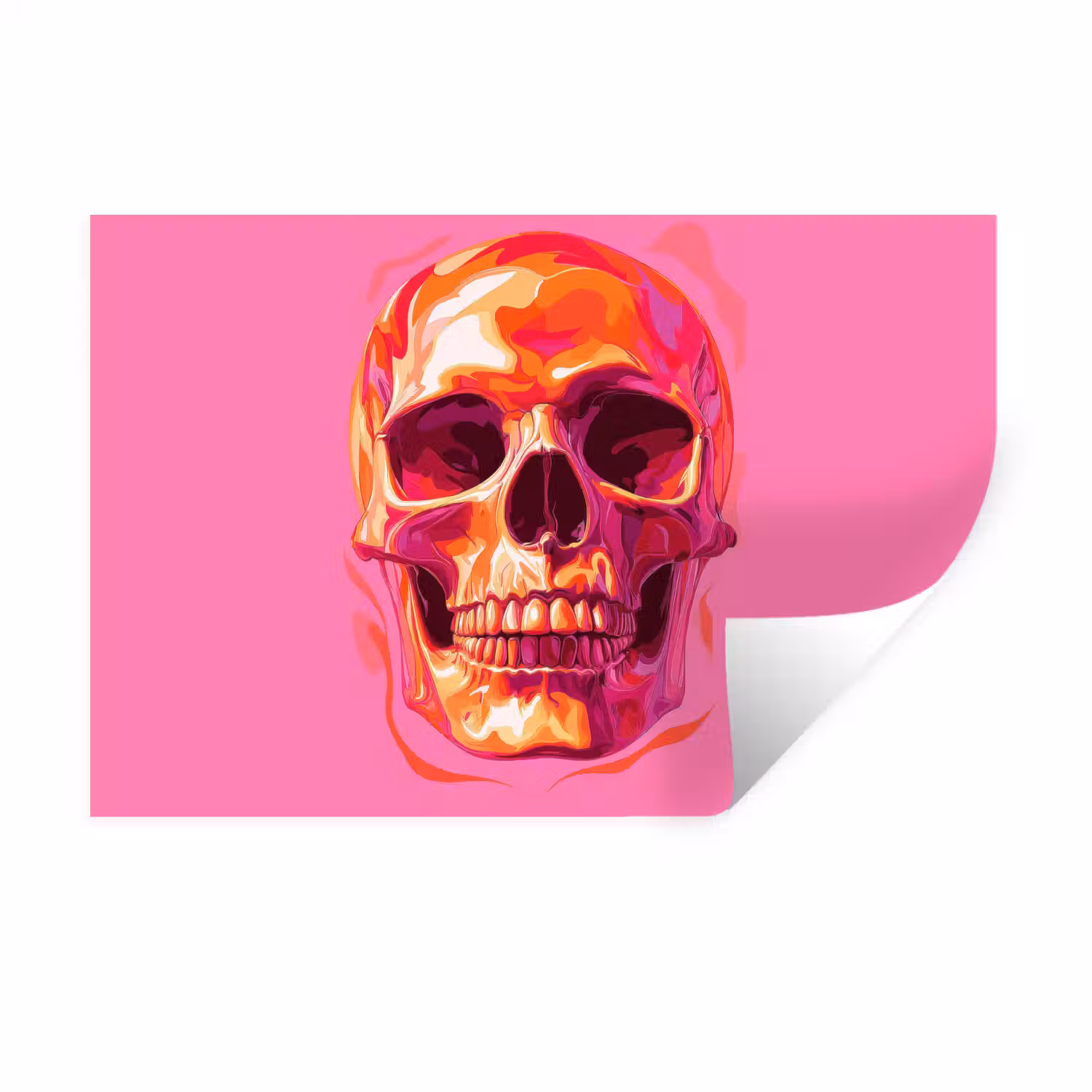 Felroze - Tanden - Schedel Muursticker klein -3d