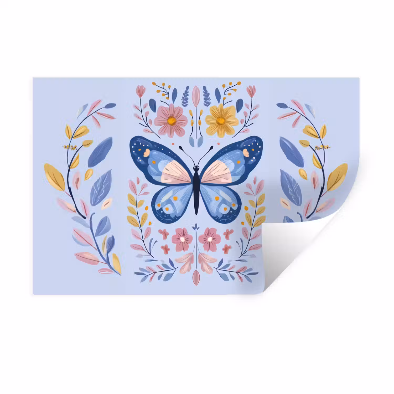 Vlinder - Lichtblauw - Sierlijk - Bloemen Muursticker klein -3d