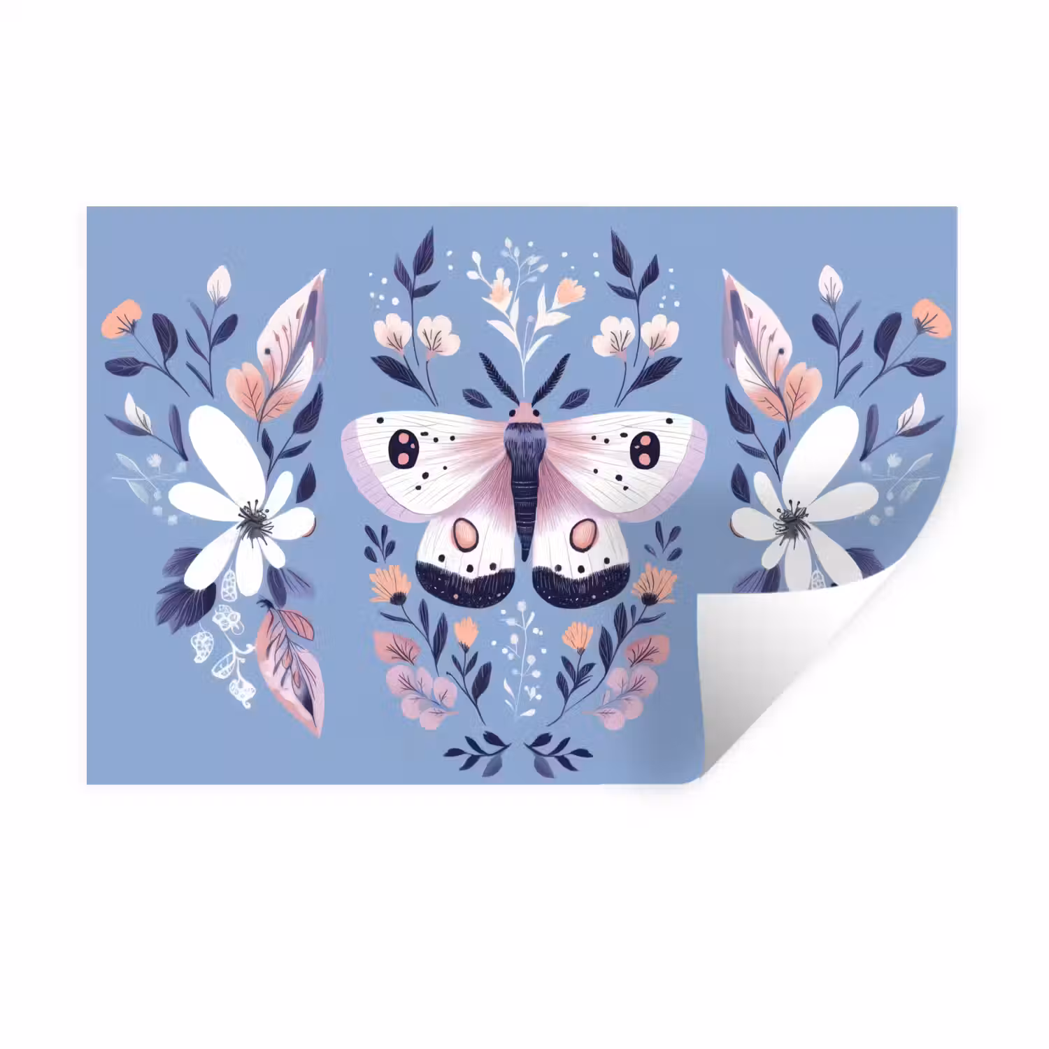 Vlinder - Vleugels - Stippen - Bloemen Muursticker klein -3d