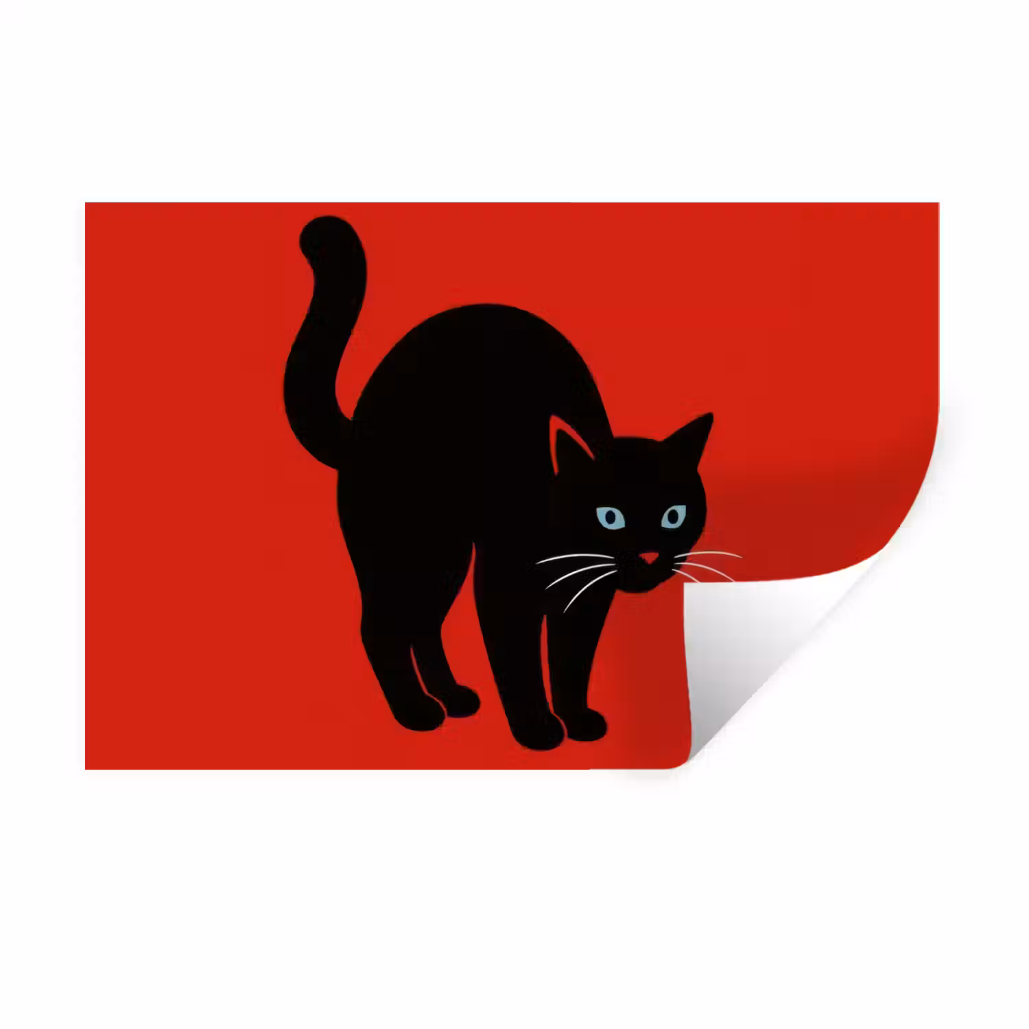 Kat - Zwart - Staart Muursticker klein -3d