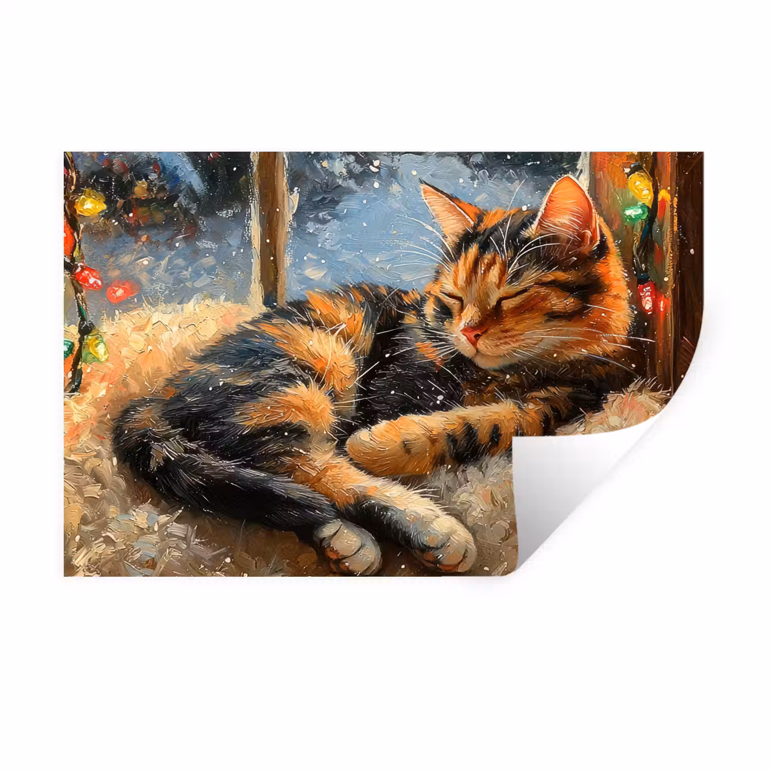Kat - Kerst - Winter - Dier Muursticker klein -3d