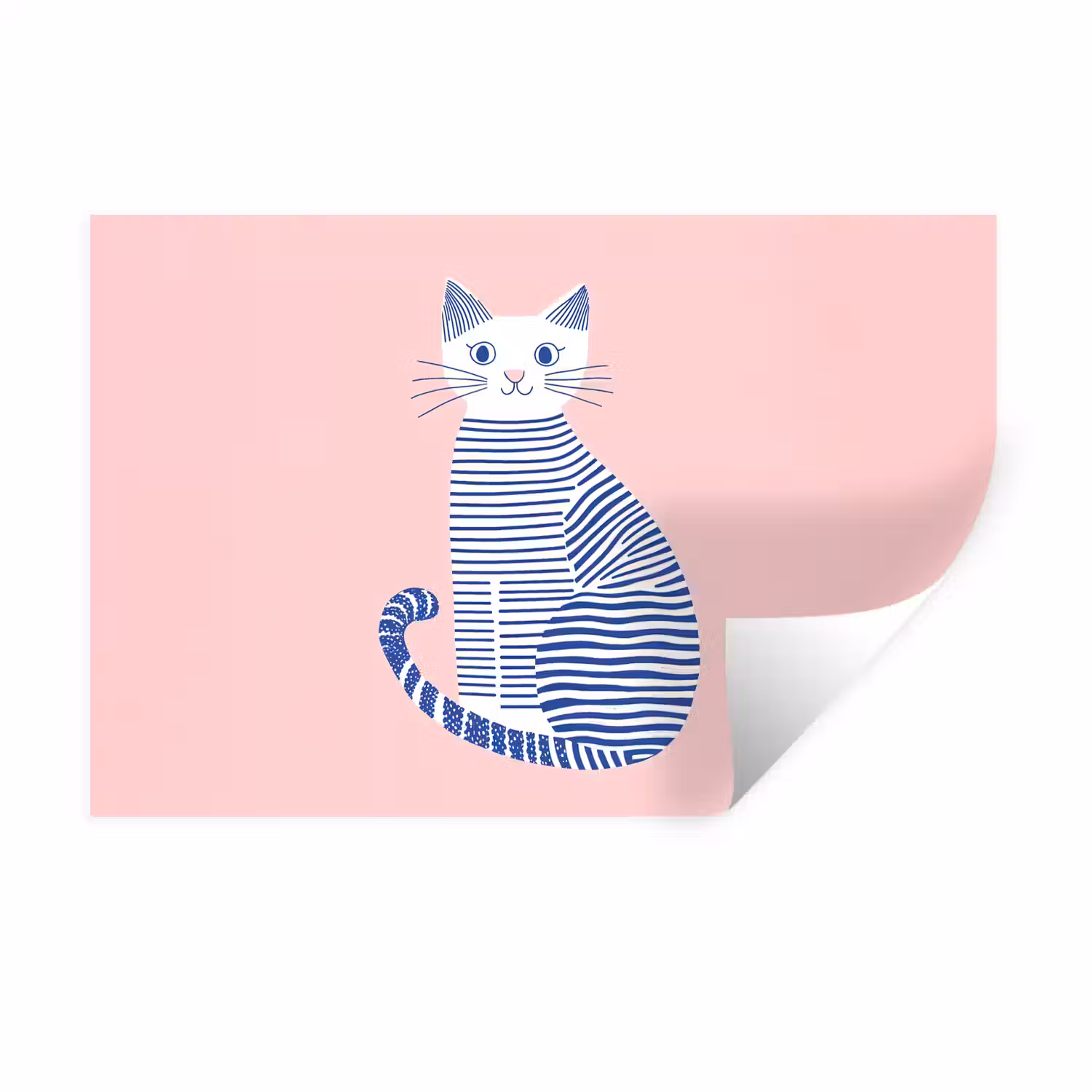 Kat - Illustratie - Minimalistisch - Roze Muursticker klein -3d