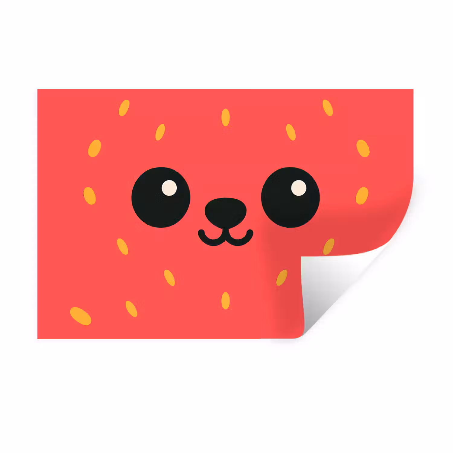 Kat - Aardbei - Cartoon Muursticker klein -3d