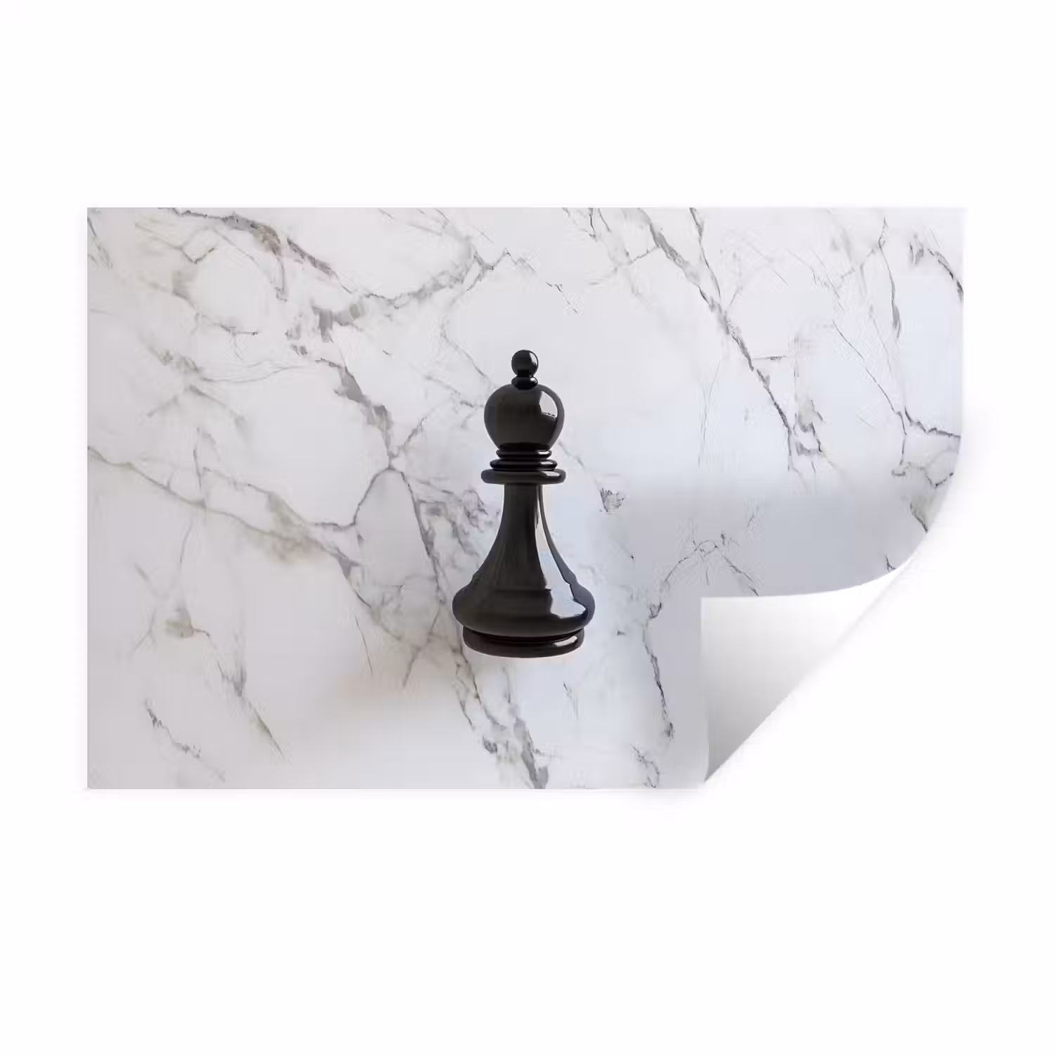 Schaakstuk - Loper - Zwart - Marmer Muursticker klein -3d