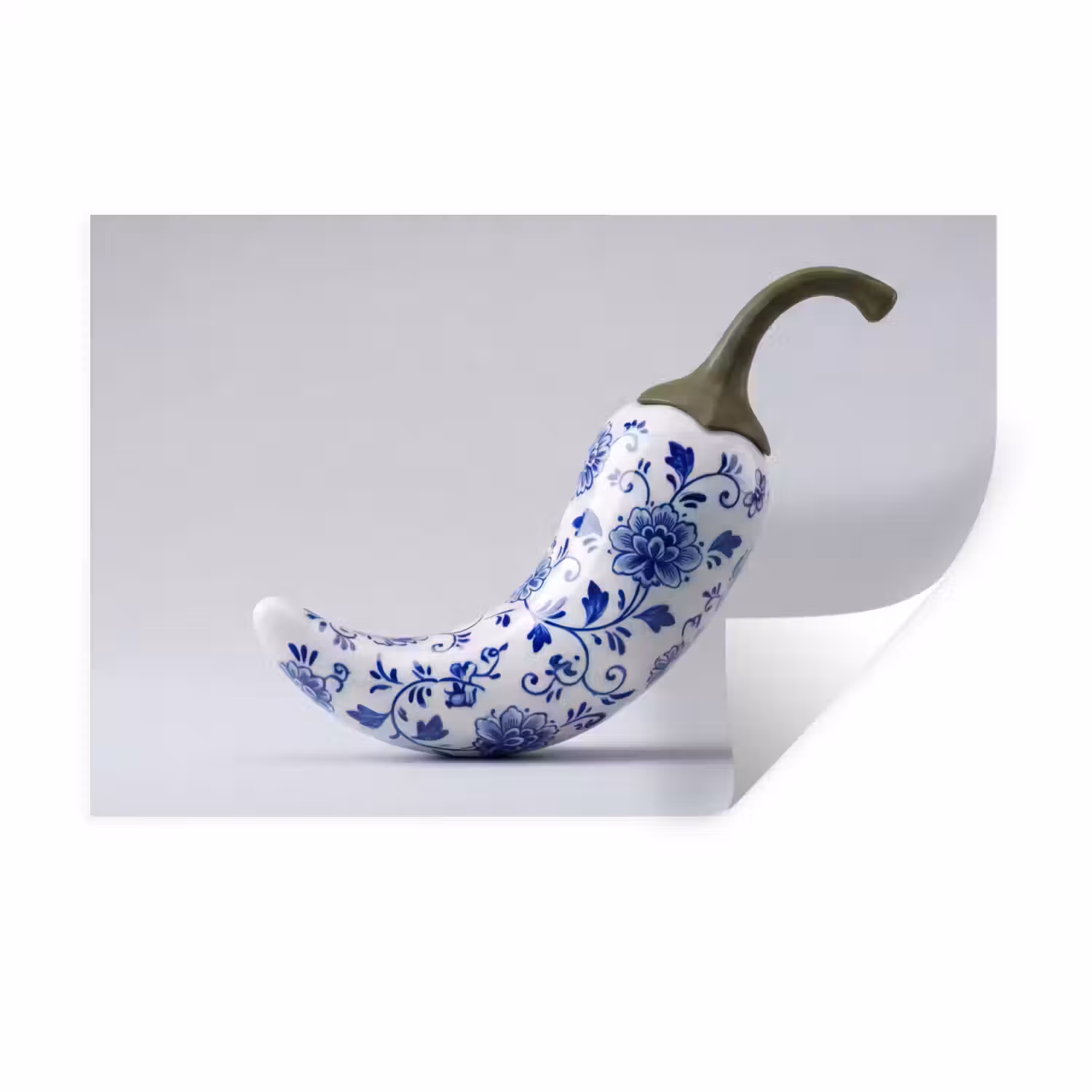 Chilipeper - Keramiek - Blauw Muursticker klein -3d