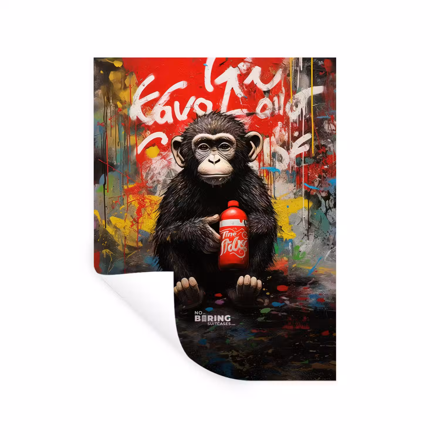 Chimpansee voor graffiti muur Muursticker klein -3d