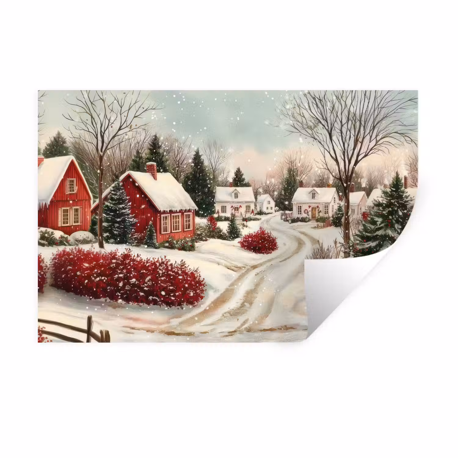 Kerstsfeer - Landelijk - Rood Muursticker klein -3d