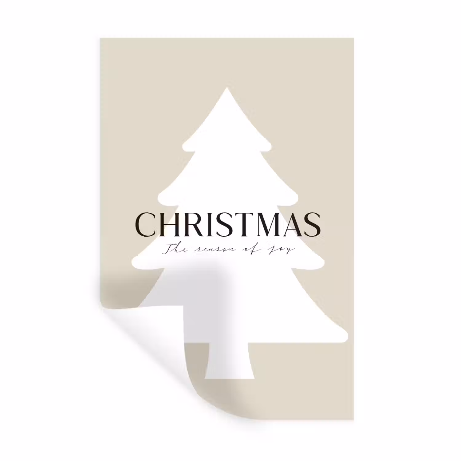 Kerstboom - Japandi - Christmas - Beige Muursticker klein -3d