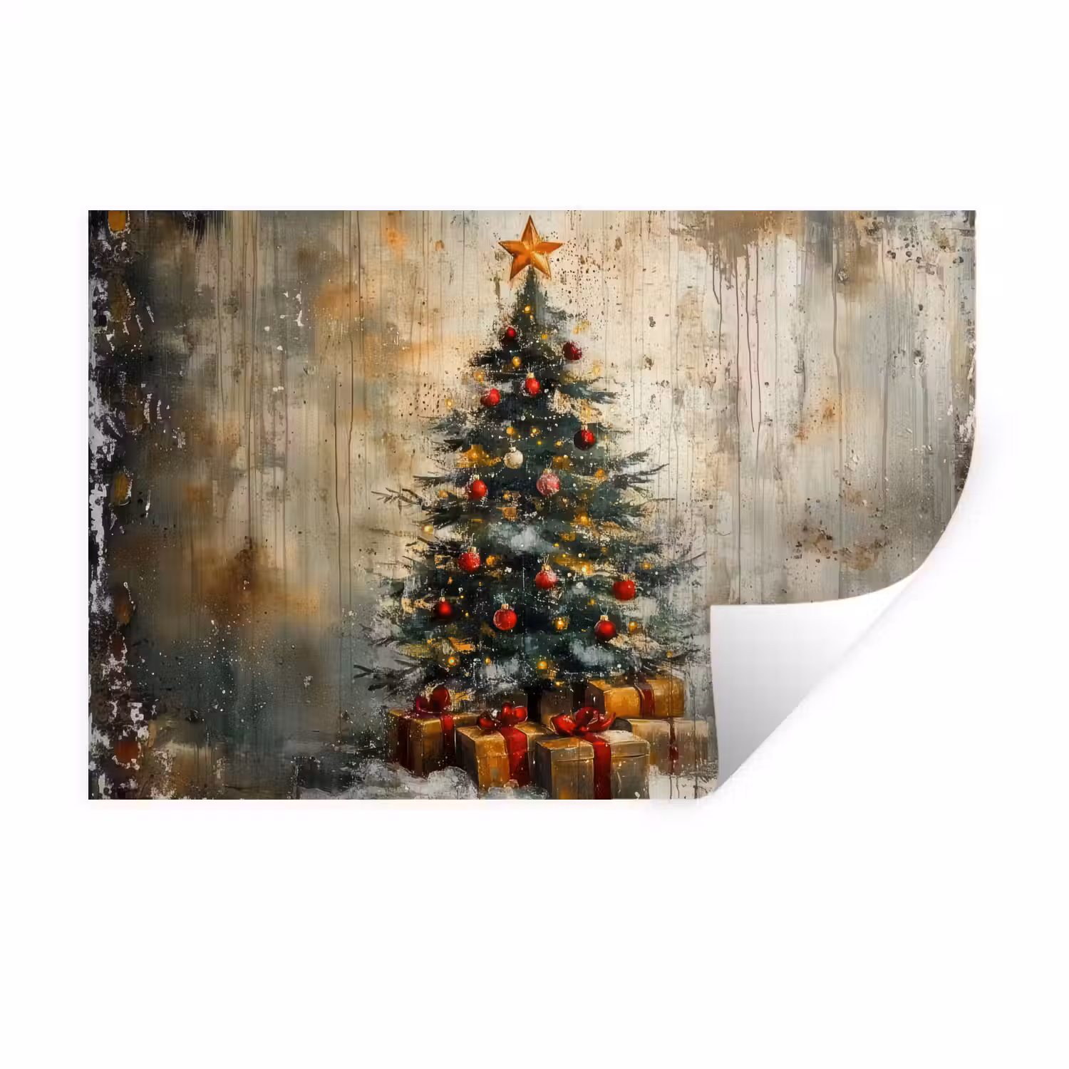 Kerstboom - Vintage - Kerst - Cadeau Muursticker klein -3d