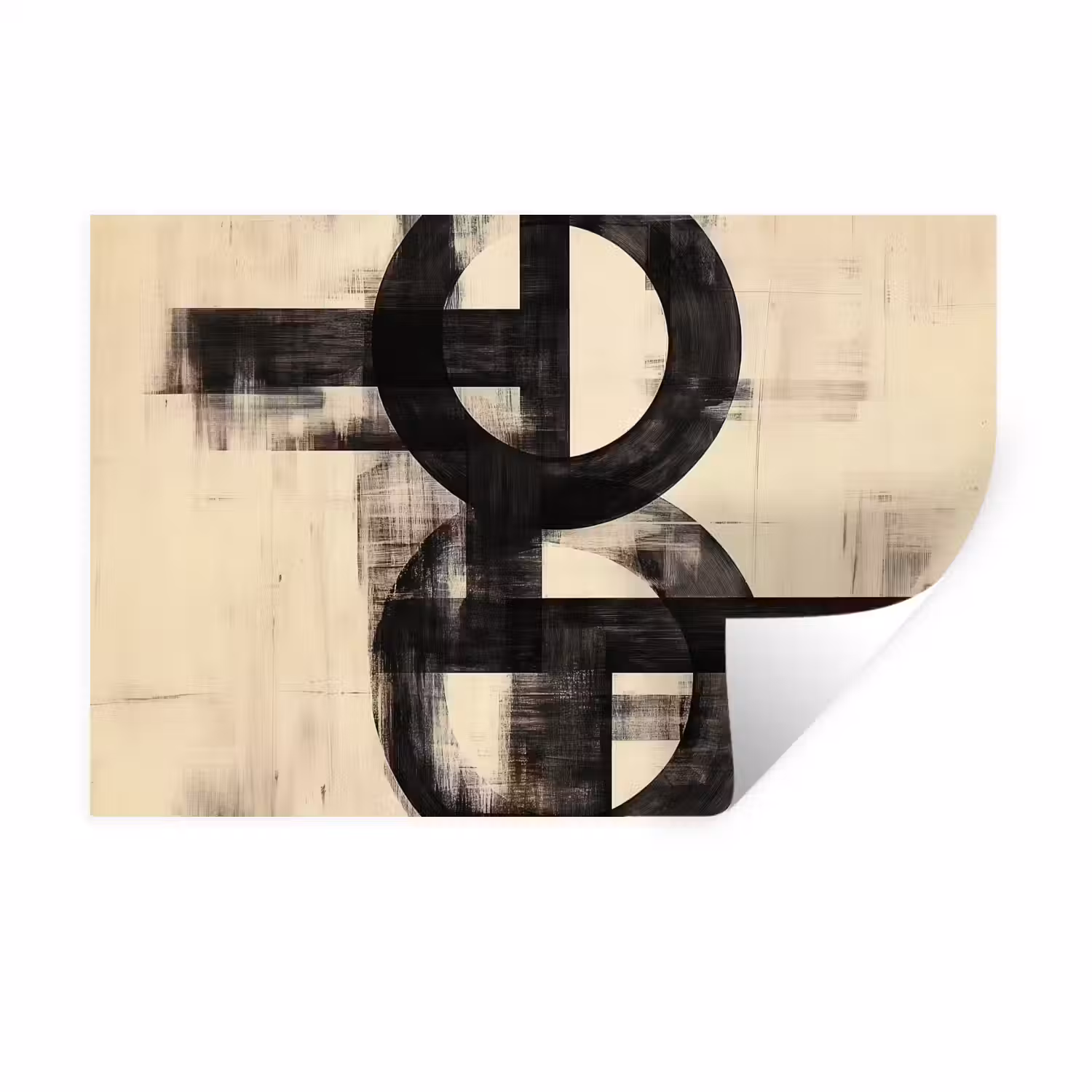 Cirkels - Balken - Zwart - Abstract Muursticker klein -3d