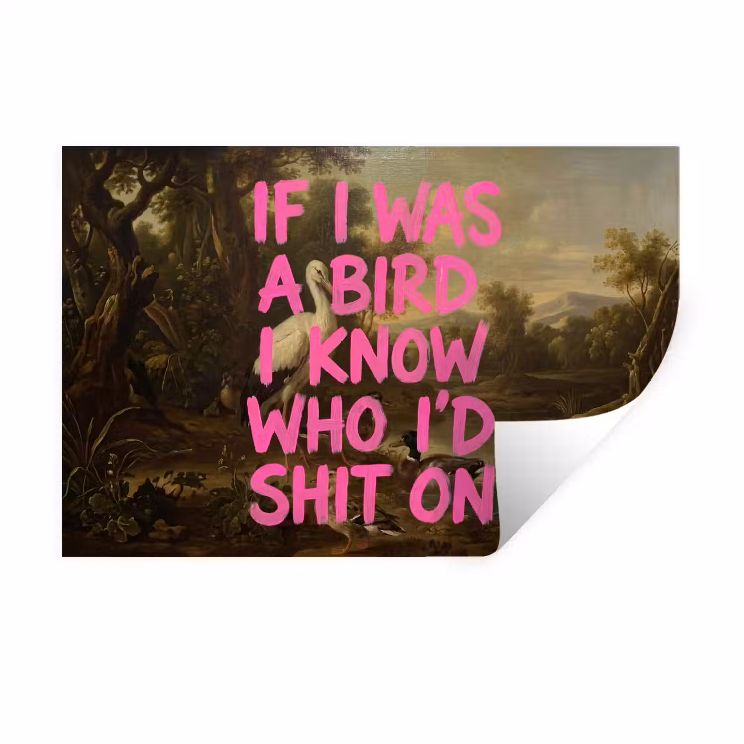 Klassiek - Humor - Roze Muursticker klein -3d