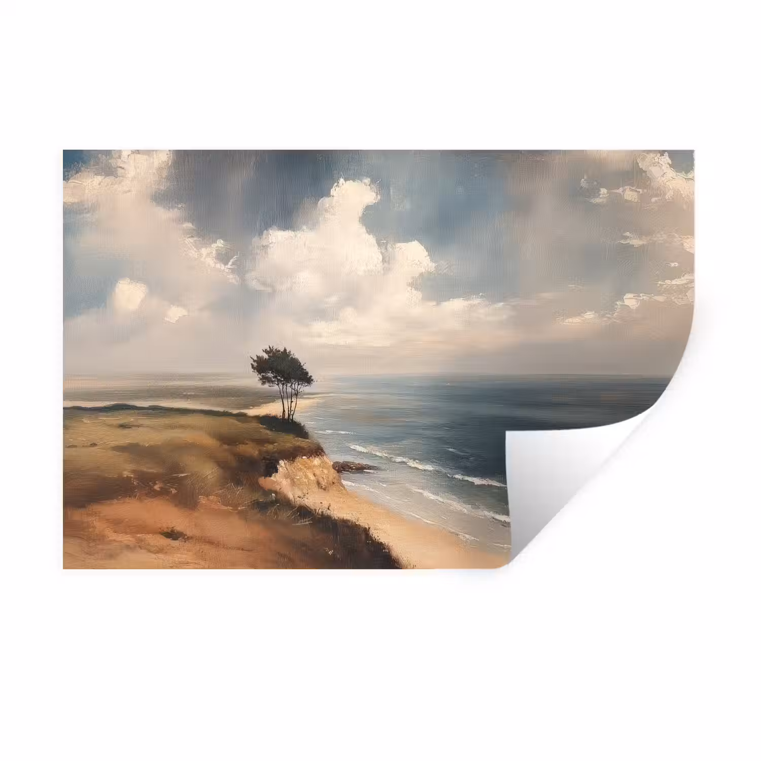Klif - Zee - Boom Muursticker klein -3d