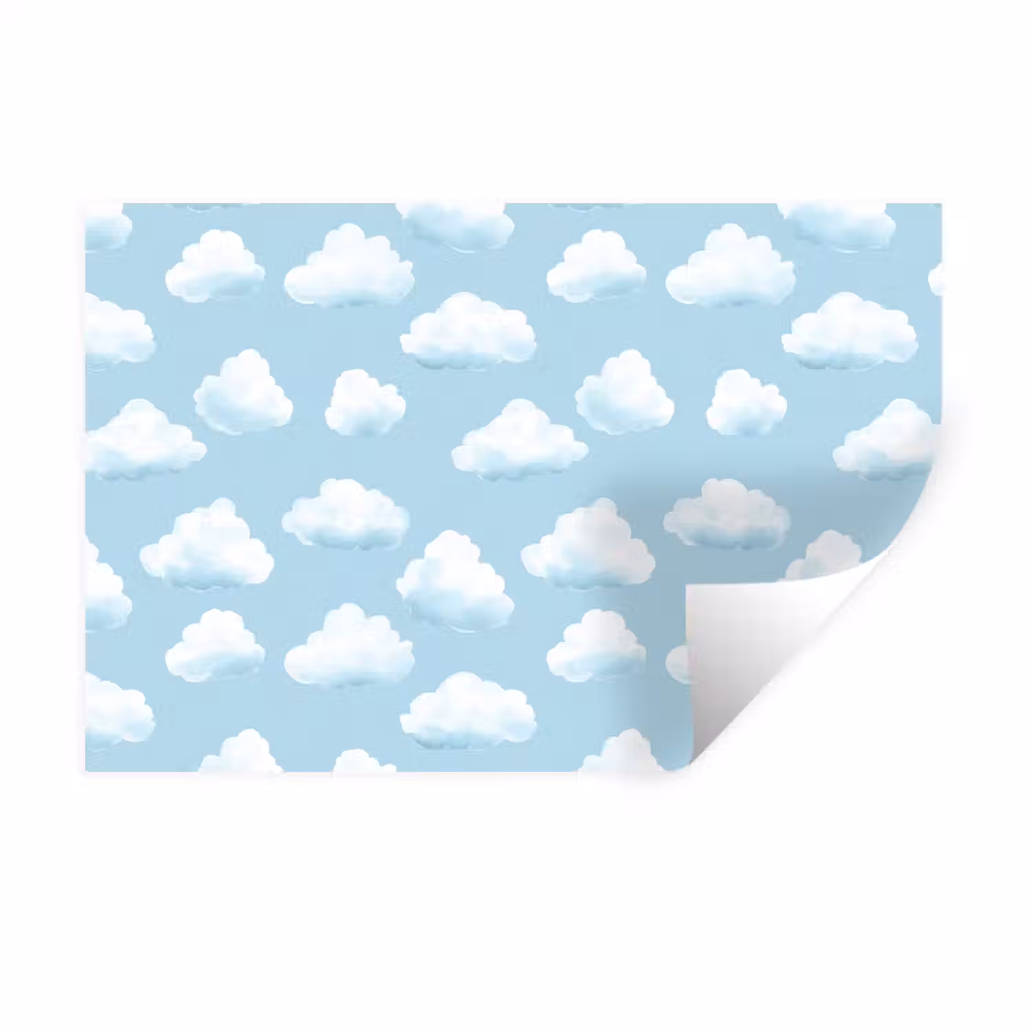 Wolken - Illustratie - Blauw Muursticker klein 286 -3d