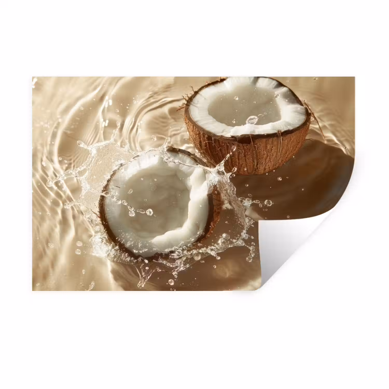 Kokosnoot - Water - Beige - Spetters Muursticker klein -3d