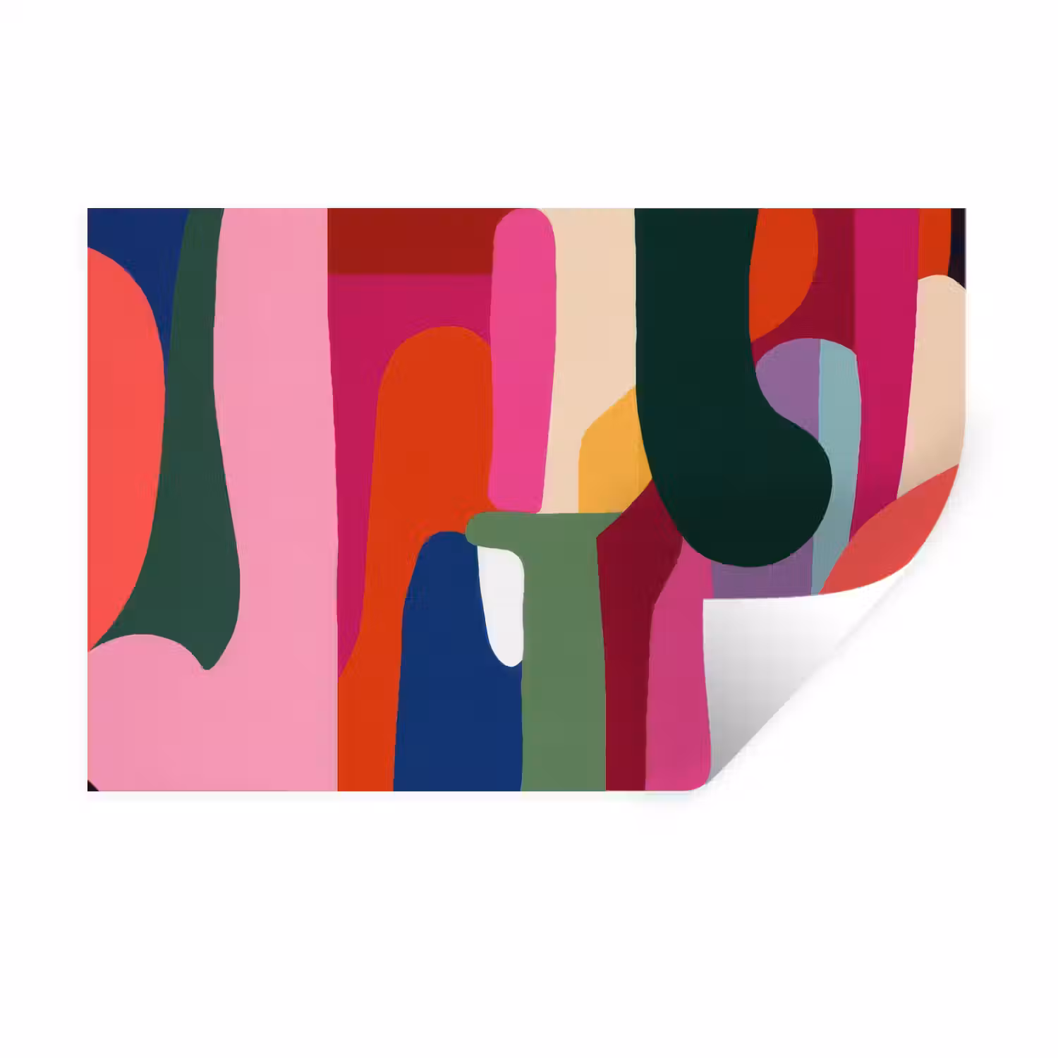 Kleurvakken - Recht - Rond - Abstract Muursticker klein -3d