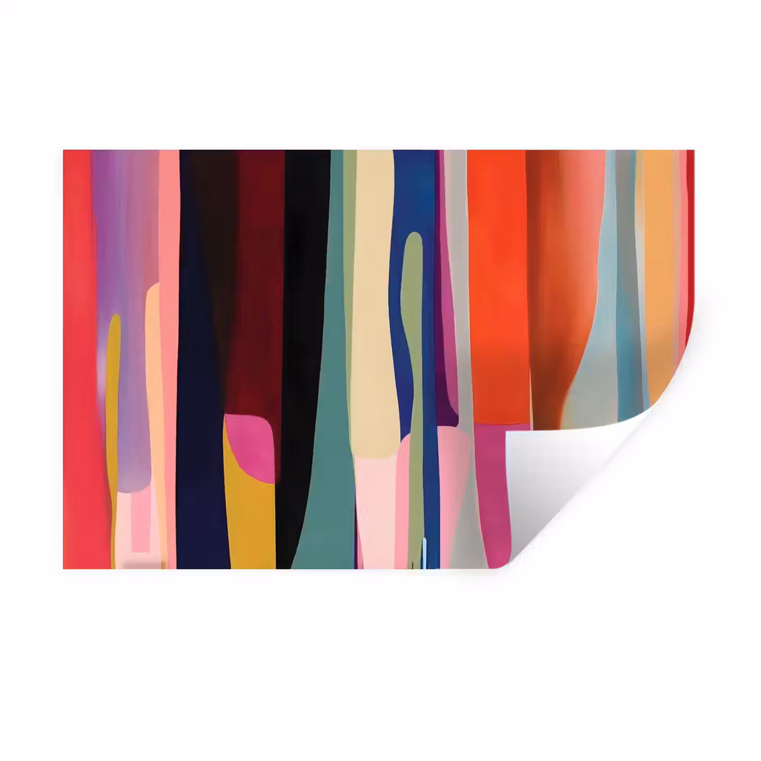 Kleurbanen - Verticaal - Kleurrijk Muursticker klein -3d