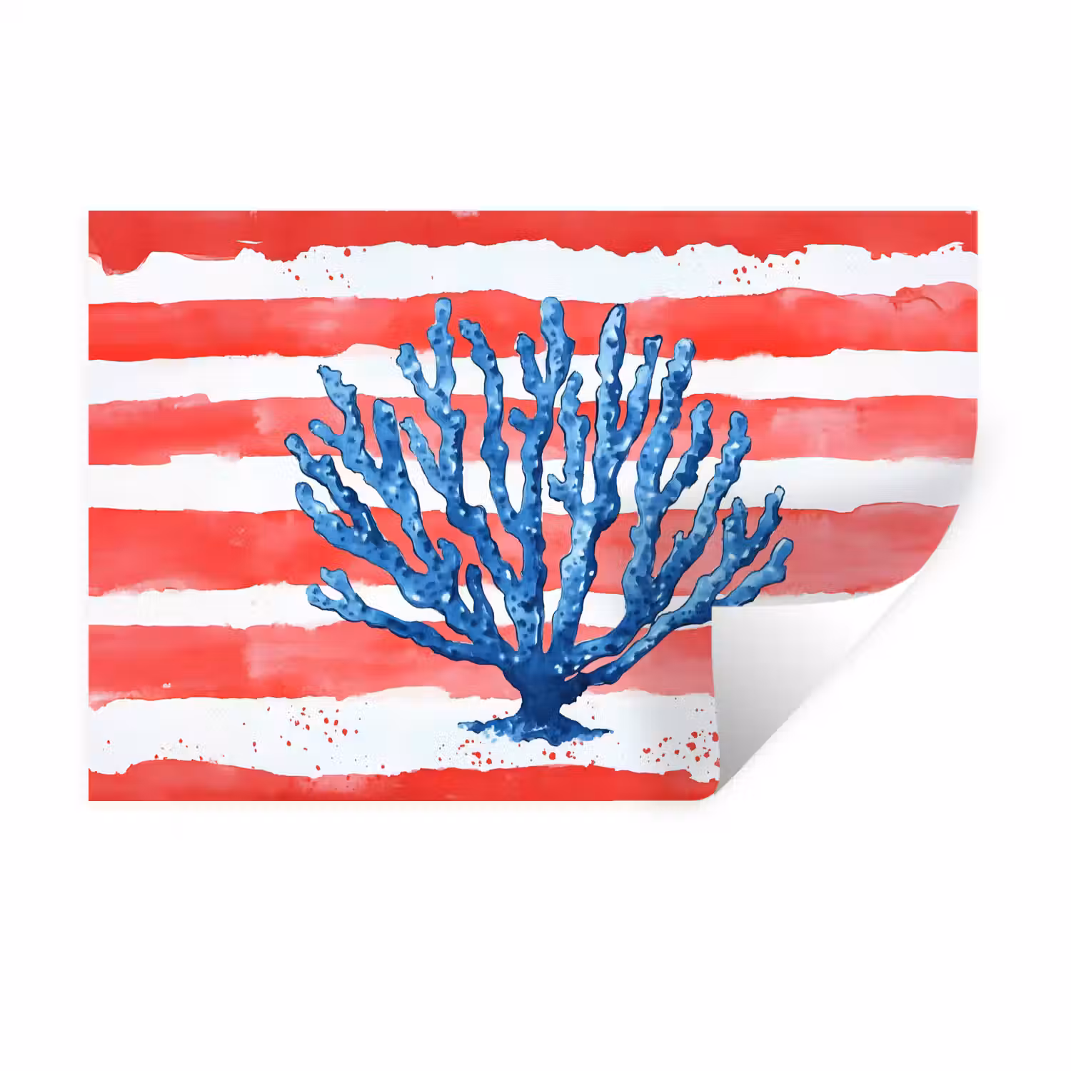 Koraal - Verfstructuur - Rood - Blauw Muursticker klein -3d