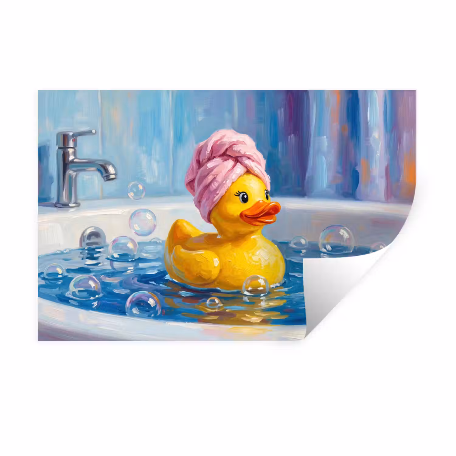 Creatief - Badeend - Kleurrijk Muursticker klein -3d
