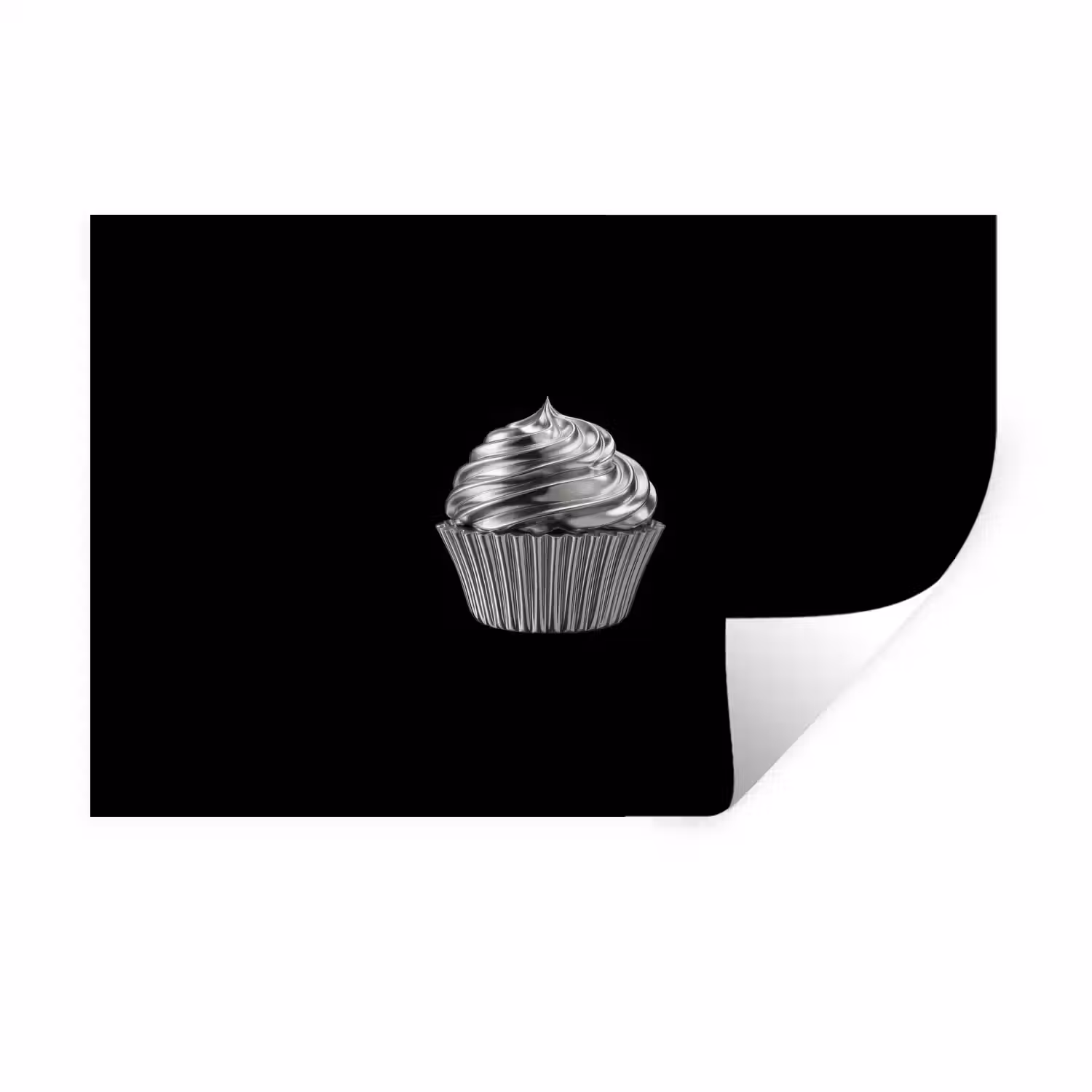 Cupcake - Luxueus - Zilver Muursticker klein -3d