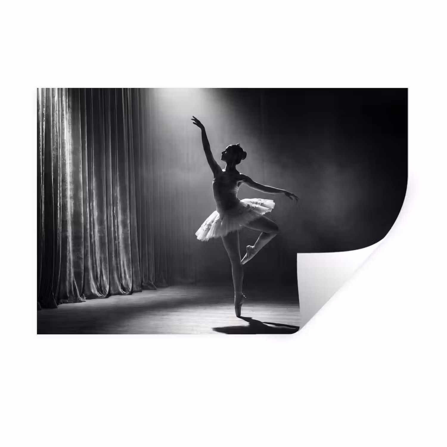 Danser - Podium - Zwart-wit - Kunst - Klassiek Muursticker klein -3d
