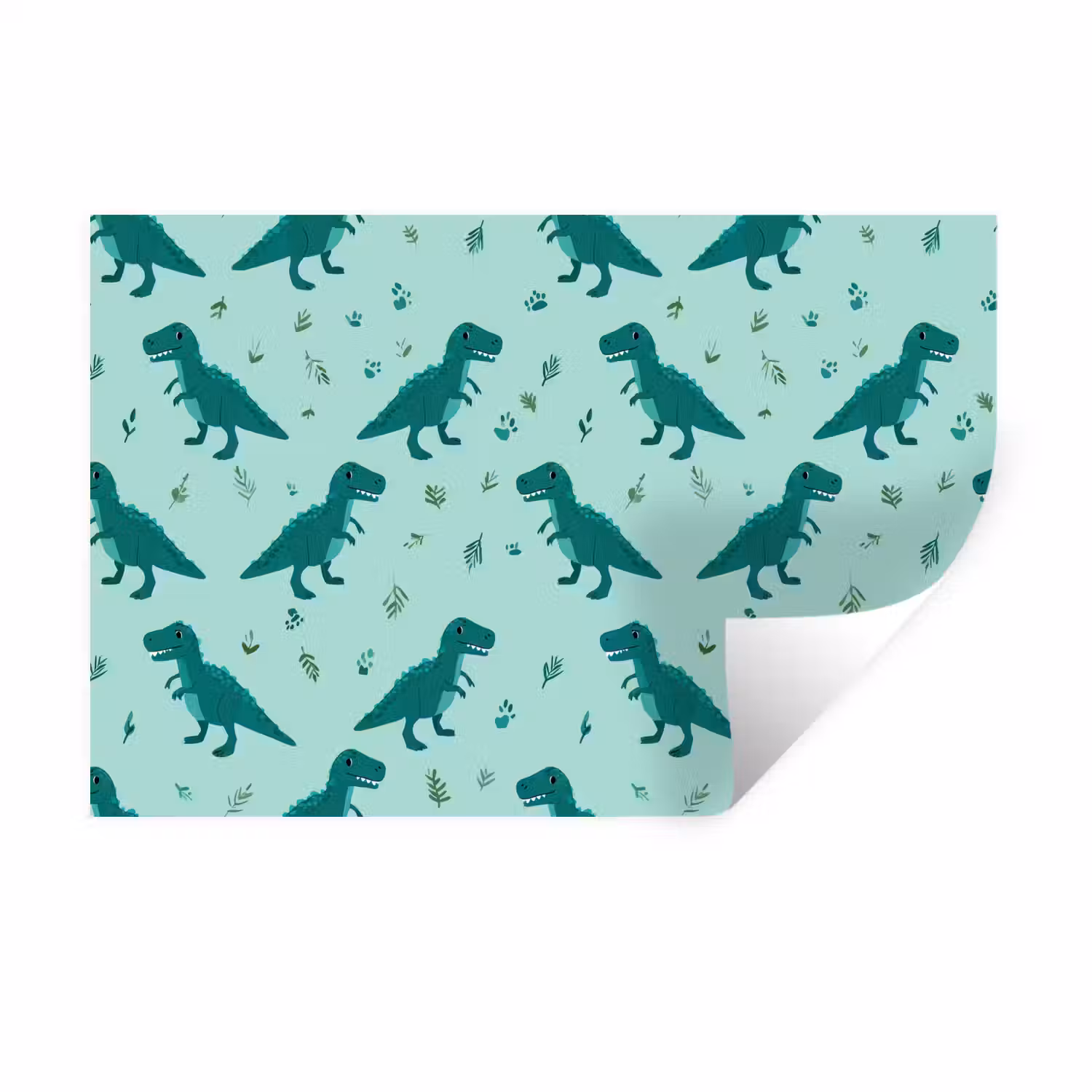 Donkergroen - Dinosaurussen - Afdrukken - Bladeren Muursticker klein -3d