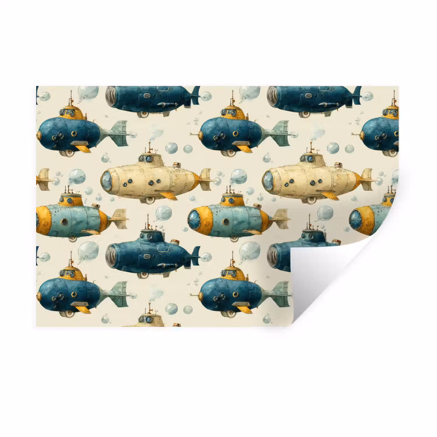 Duikboot - Fantasie - Kleurrijk Muursticker klein 286 -3d