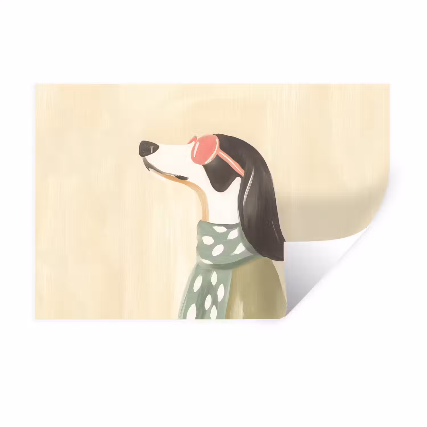 Hond - Zonnebril - Sjaal Muursticker klein -3d