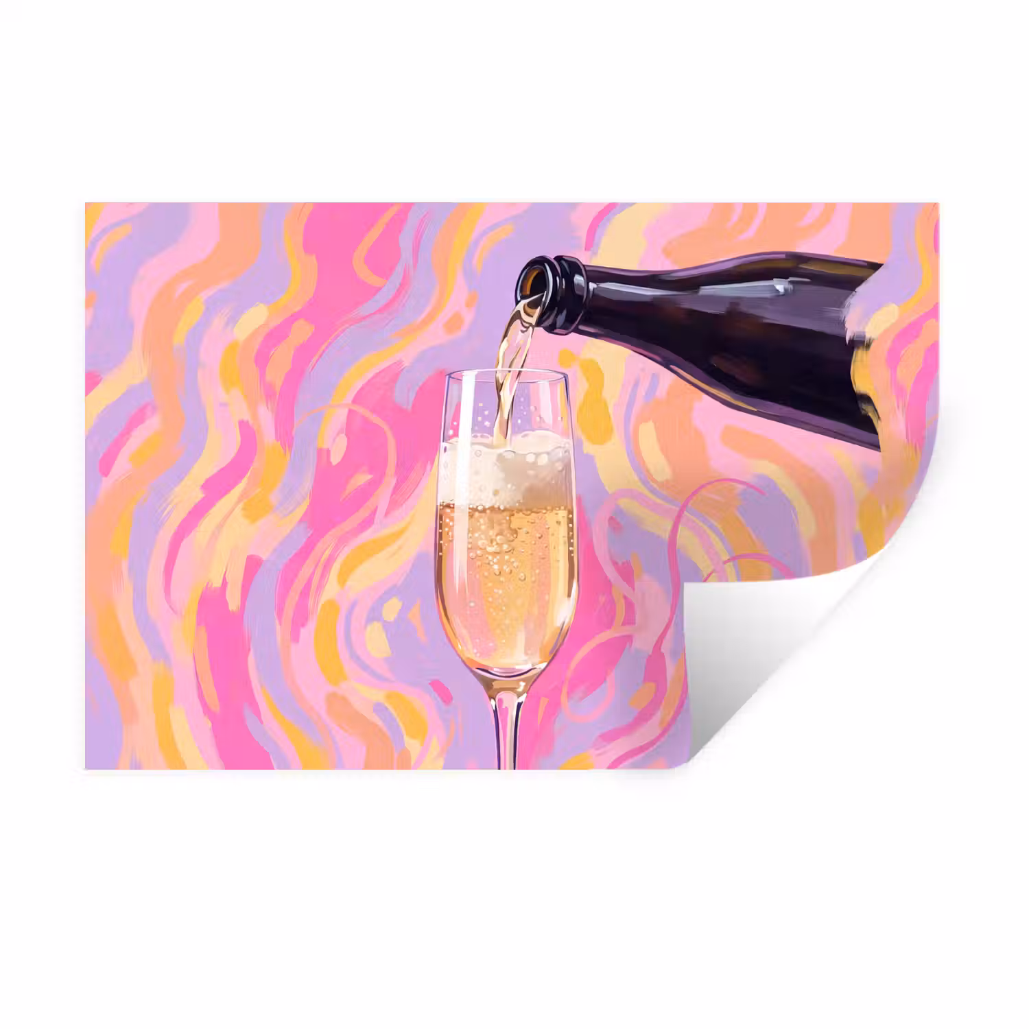 Drank - Inschenken - Feest - Abstract - Roze Muursticker klein -3d