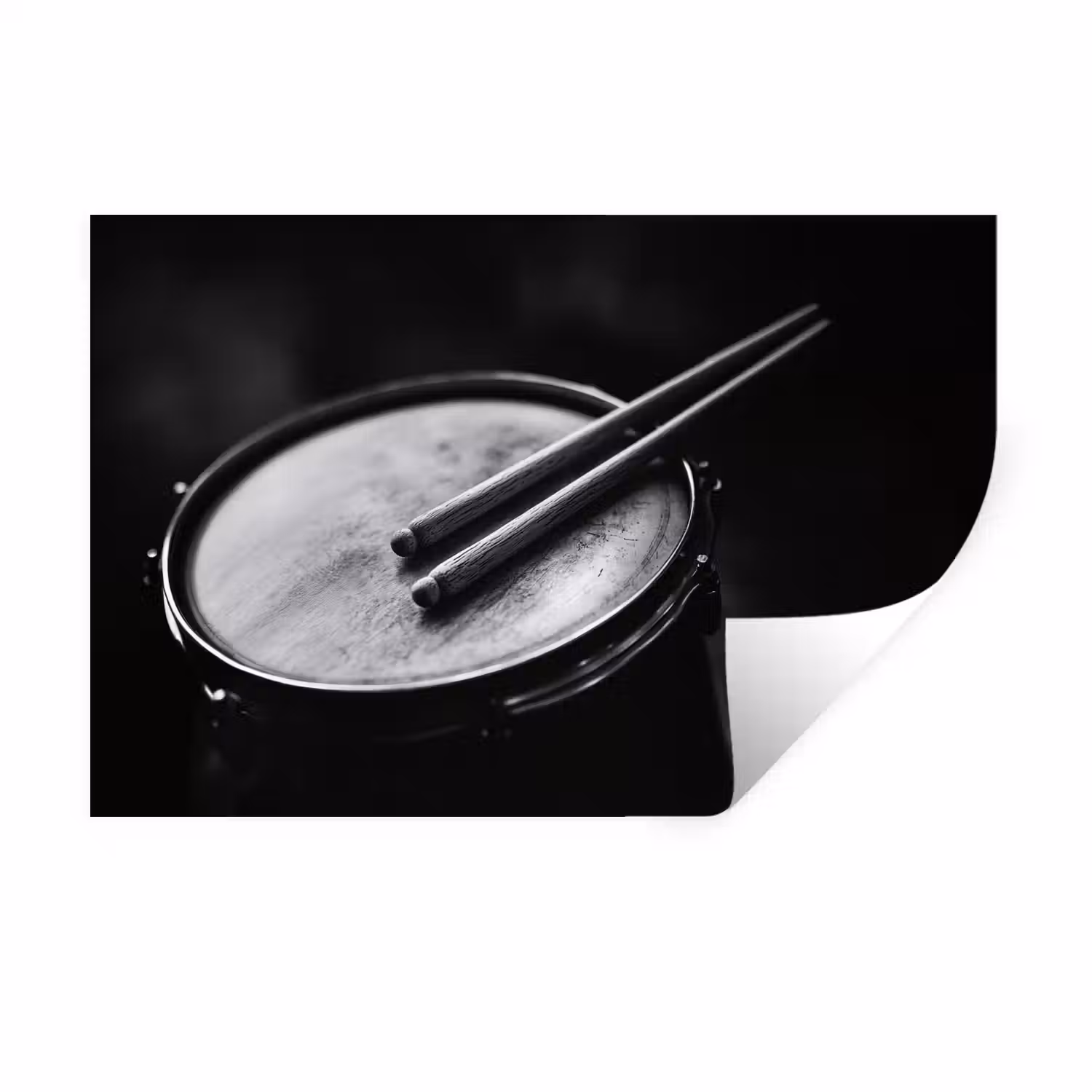 Trommel - Close-up - Drumstokken - Zwart Muursticker klein -3d