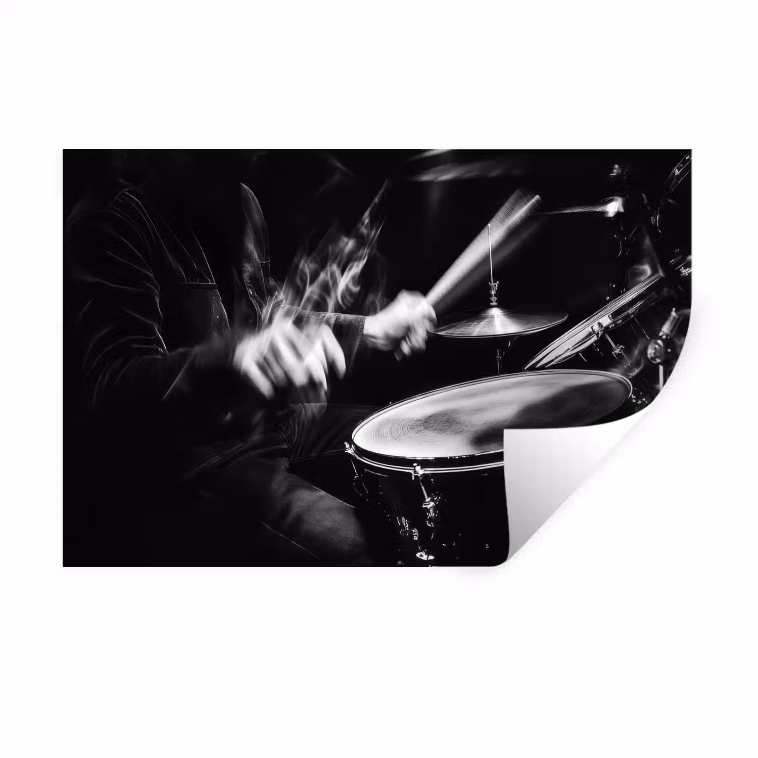 Drummer - Zwart - Drumstel Muursticker klein -3d