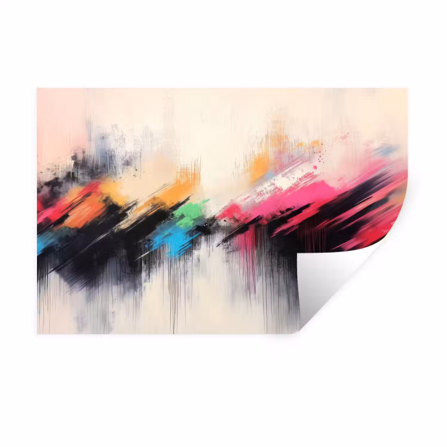 Dynamisch - Abstract - Kleurrijk - Zwart Muursticker klein -3d