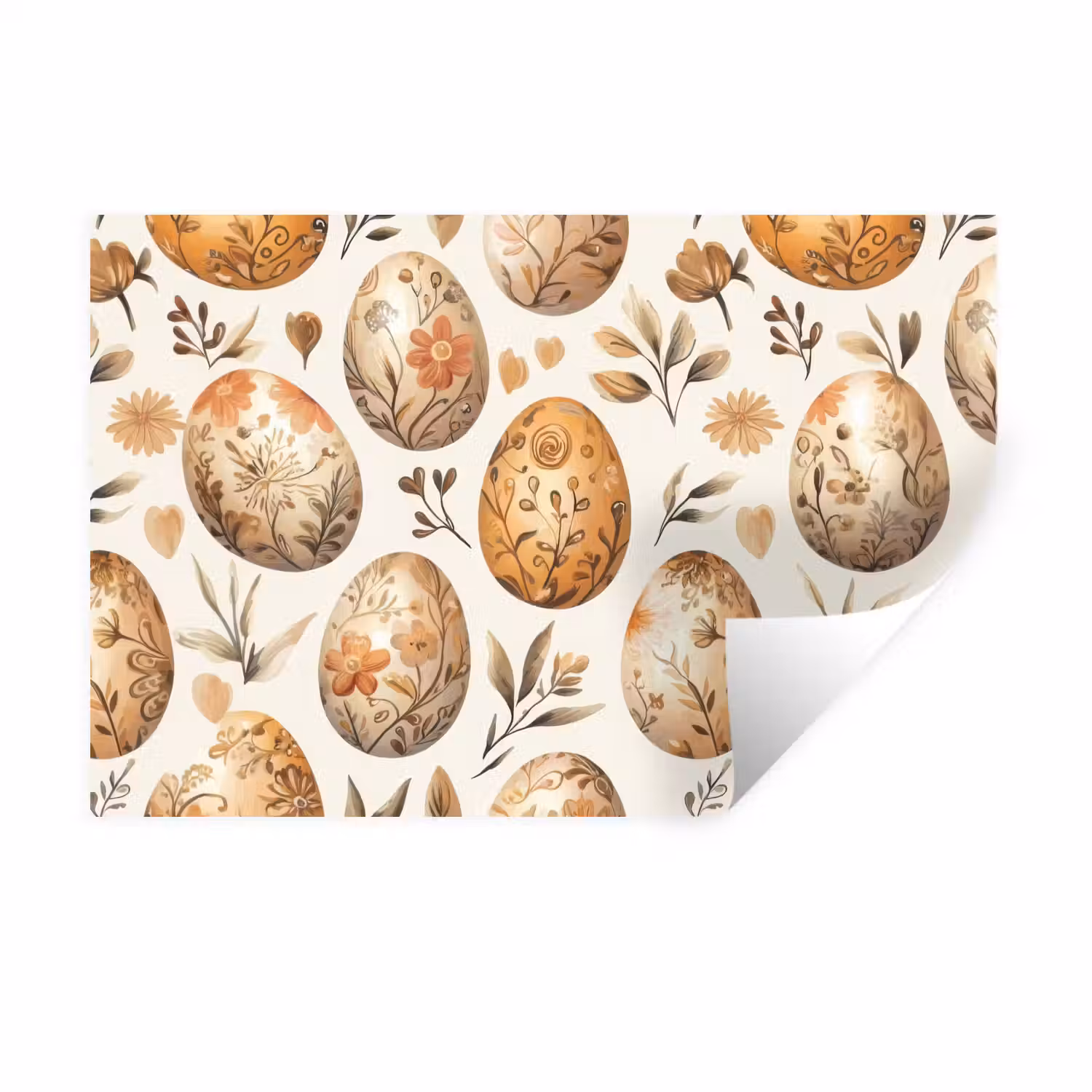 Paaseieren - Bruin - Bloemen Muursticker klein -3d