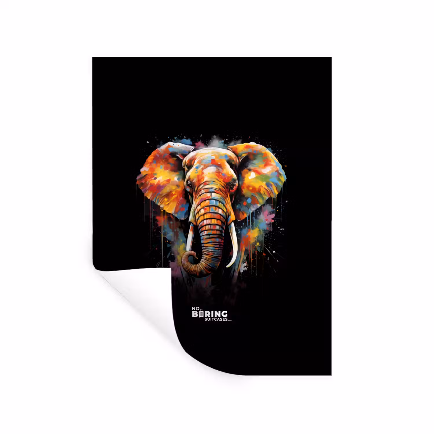 Olifant versierd met kleurrijke spetters Muursticker klein -3d