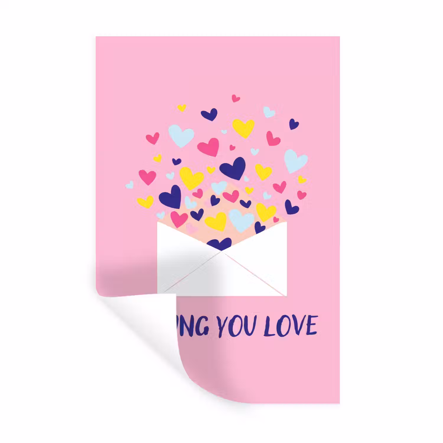 Envelop - Love - Hartjes - Valentijn Muursticker klein -3d