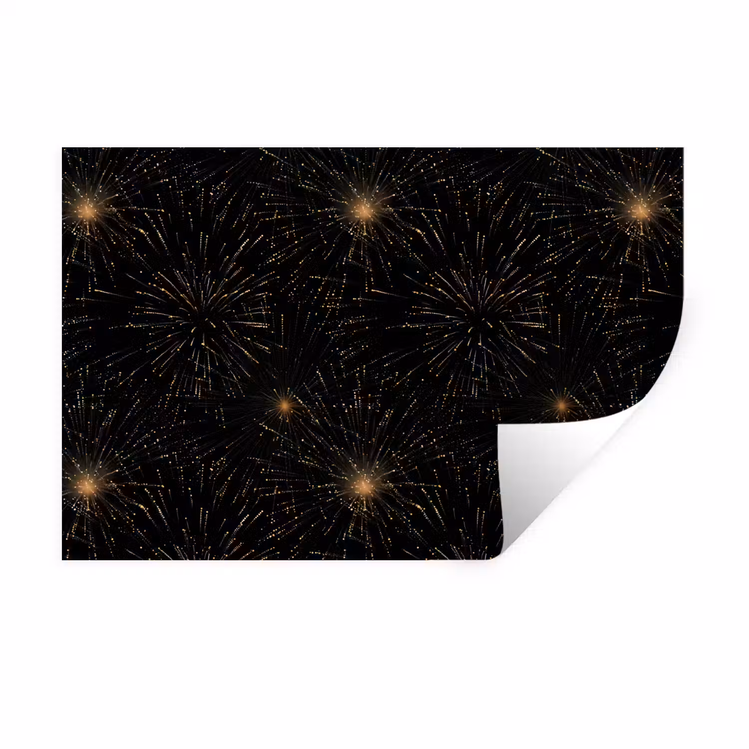 Vuurwerk - Patroon - Feestelijk - Goud - Zwart Muursticker klein 286 -3d
