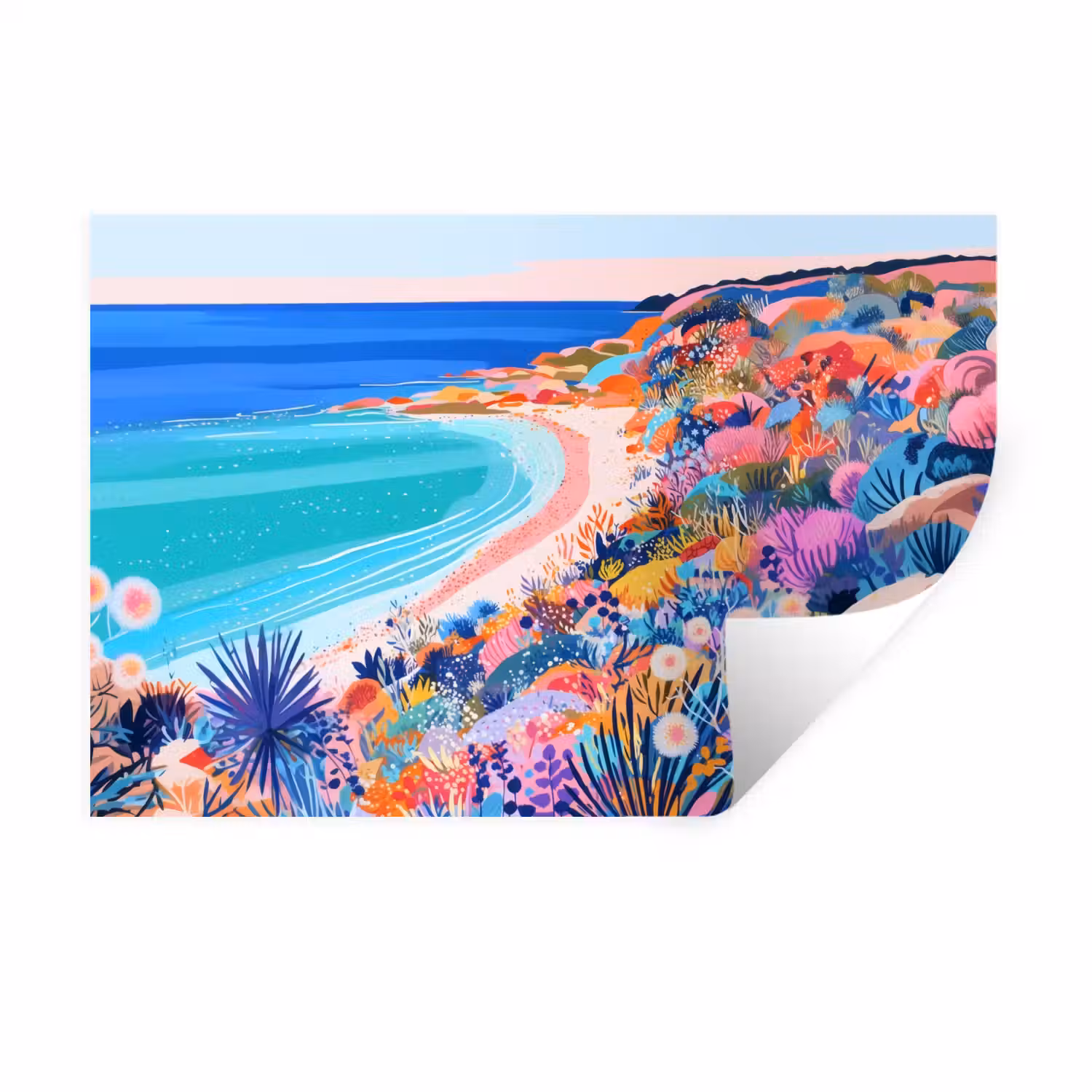 Bloemenweide - Zee - Zomers Muursticker klein -3d